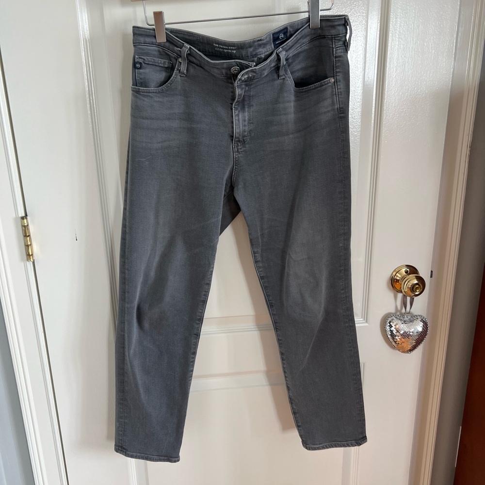 AG Prima mid rise cigarette crop in gray denim wash